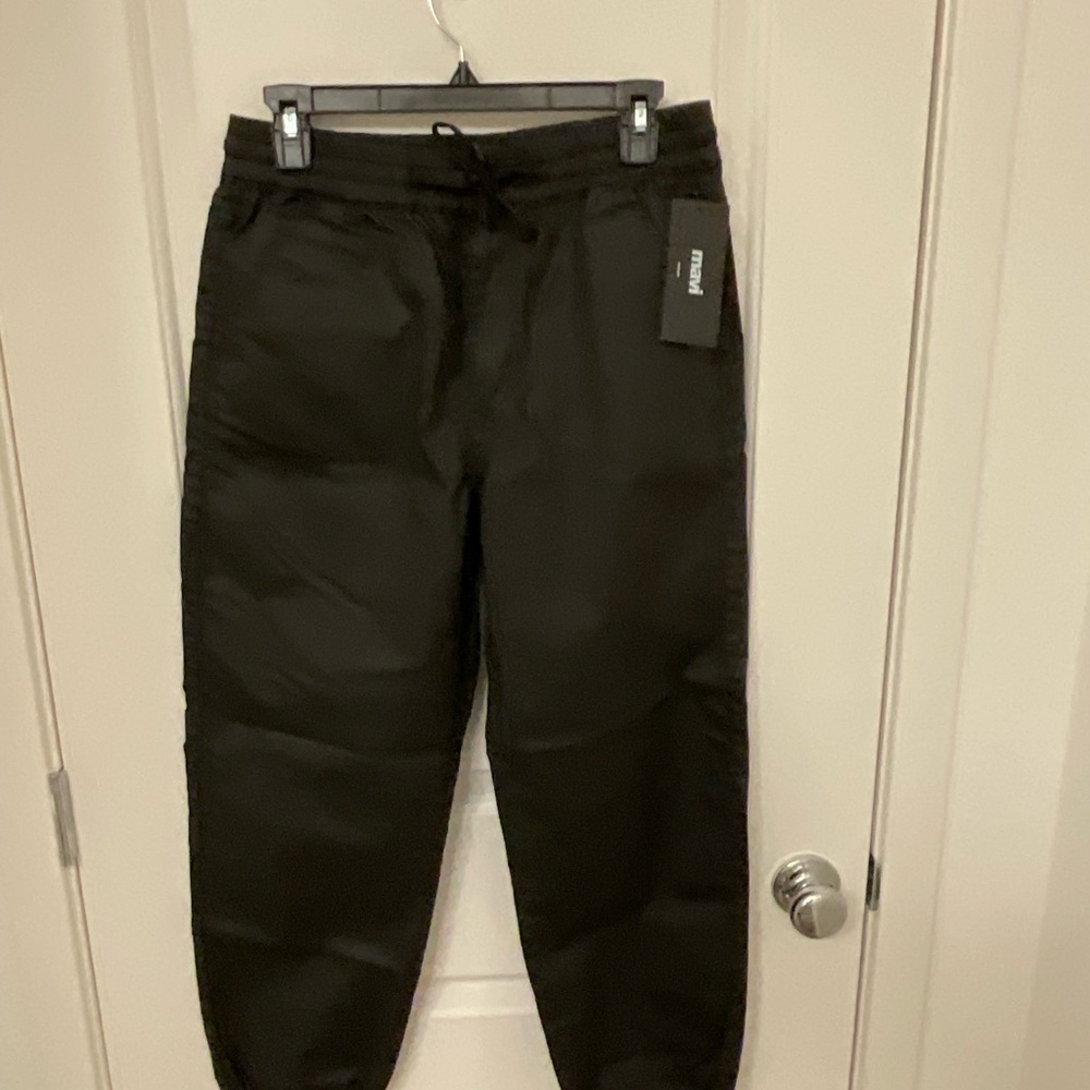 Mavi Black Track Pants Stretch Coated Denim